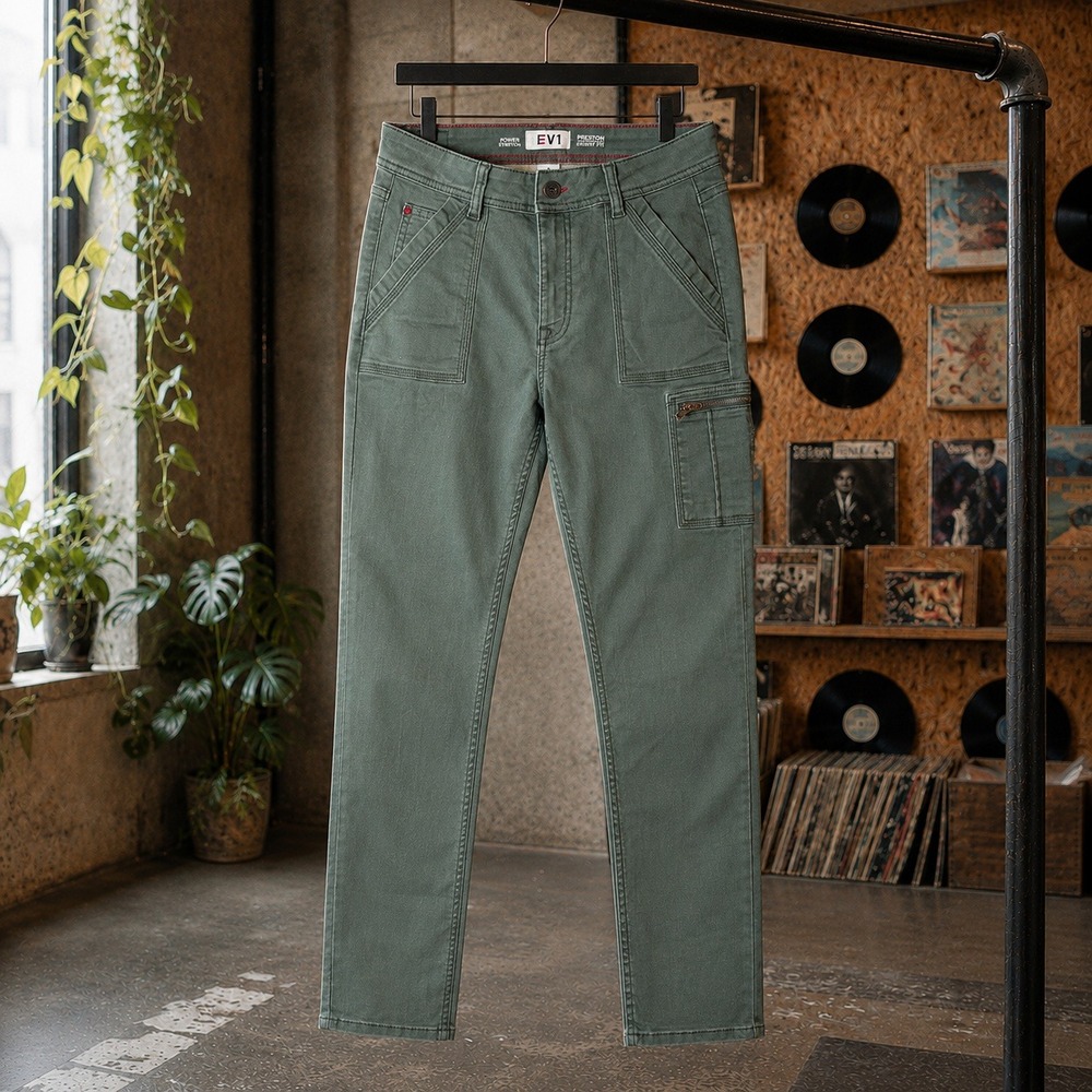 EV1 Ellen DeGeneres Preston Skinny Fit Cargo Pants Olive Green Size 8 EV25796C2